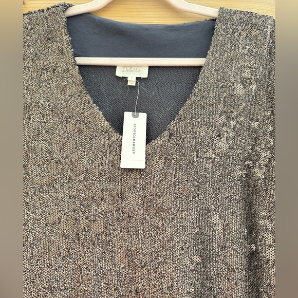 Anthropologie NWT Deletta Sequin Cropped Boxy Oversized Holidays Top Small - Picture 12 of 16